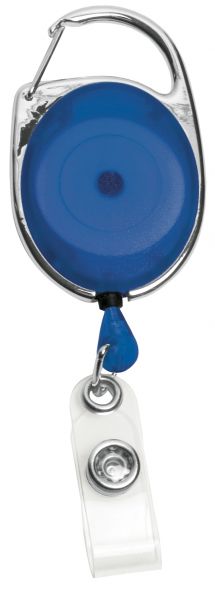 Retractable Reel with Carabiner Clip and Card Strap Blue
