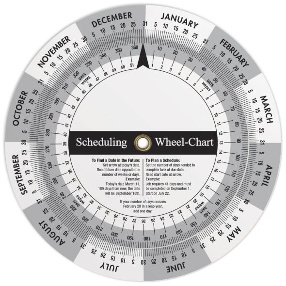 White Vinyl 2-Wheel Perpetual Calendar & Scheduling Calculator