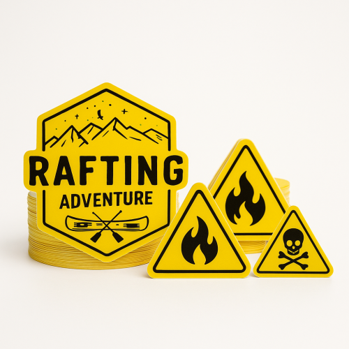 Custom Shape Decals Screen-printed - .00325 Yellow Matte Vinyl / std adhesive