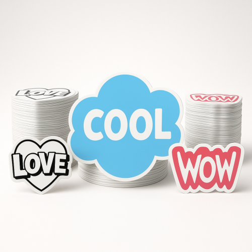 Custom Shape Decals Screen-printed - .004 White Gloss Vinyl / std adhesive