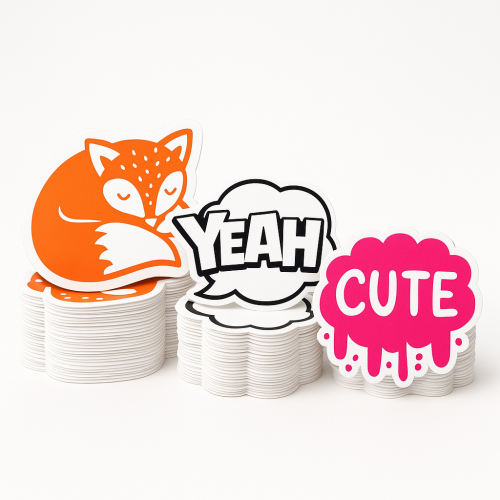 Custom Shape Decals Screen-printed - .004 White Matte Vinyl / high performance adhesive