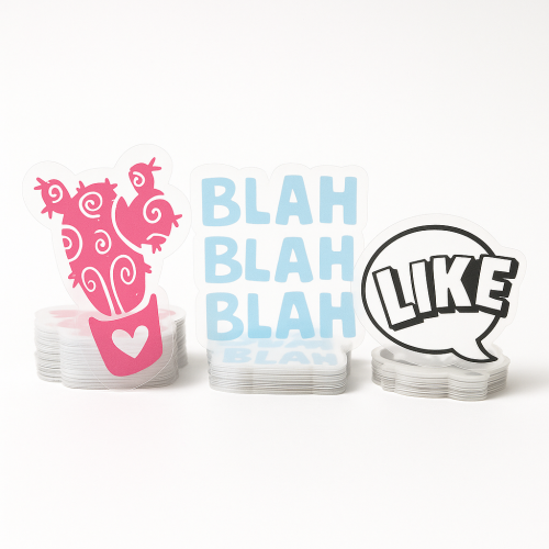 Custom Shape Decals Screen-printed - .004 Clear Matte Vinyl / high performance adhesive face