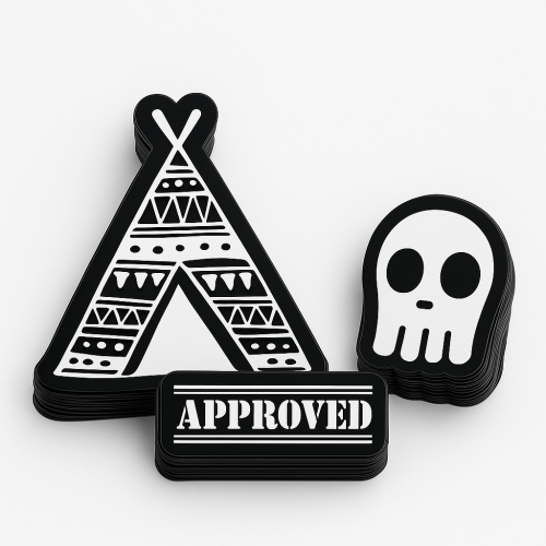 Custom Shape Decals Screen-printed - .00325 Black Matte Vinyl / std adhesive
