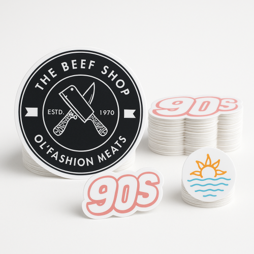 Custom Shape Decals Screen-printed - .002 White Gloss Polyester / std adhesive
