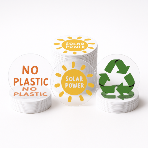 Custom Shape Decals for outdoor use Four colour process - .008 Clear Cling Vinyl / static face