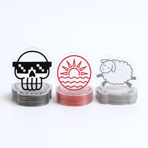 Custom Shape Decals Screen-printed - .004 Clear Gloss Vinyl / std adhesive face