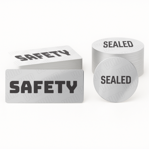 Custom Shape Decals Screen-printed - .0015 Bright Silver Polyester / "Void" imprint
