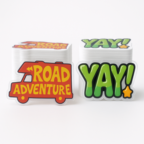 Custom Shape Decals for outdoor use Four colour process - .002 Clear Gloss Polyester / high performance adhesive