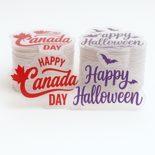 Custom Shape Decals Screen-printed - .004 Clear Gloss Vinyl / low tack adhesive face