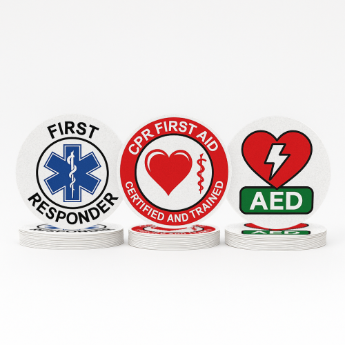 Custom Shape Decals for interior use Four colour process - .0035 White Reflective Vinyl / high performance adhesive
