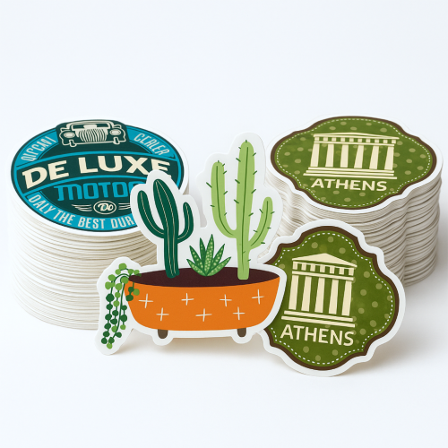 Custom Shape Decals for interior use Four colour process - .004 White Vinyl / high performance opaque adhesive