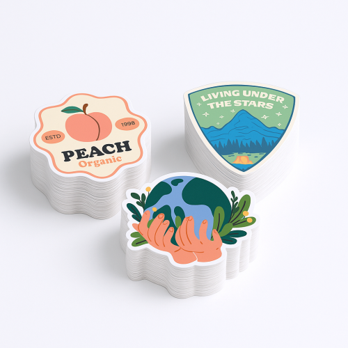 Custom Shape Decals for outdoor use Four colour process - .0025 White Premium Vinyl / std adhesive