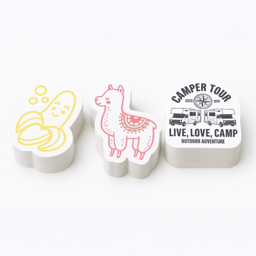 Custom Shape Decals Screen-printed - .0025 White Premium Vinyl / std adhesive