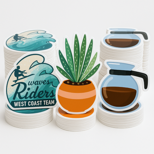 Custom Shape Decals for interior use Four colour process - .004 White Vinyl / high performance adhesive