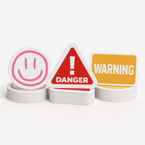 Custom Shape Decals Screen-printed - .0035 White Reflective Vinyl / high performance adhesive