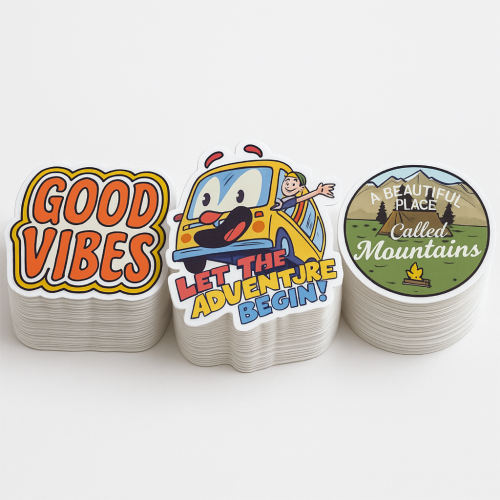 Custom Shape Decals for outdoor use Four colour process - .004 White Vinyl / high performance opaque adhesive