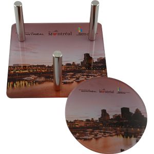 Acrylic Coaster Set with a Base and 6 Round Coaster Full Colour imprint