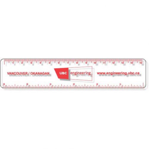 .040 Clear Copolyester Ruler / round corners (1.25" x 6.25") Screen-printed