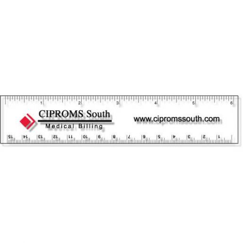 .060 Clear Copolyester Ruler square corners (1.25" x 6.25") Screen-printed