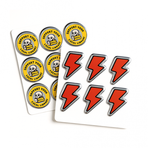 Chrome Domed Decals - high resolution 4CP digital print with white