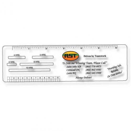 Logbook Ruler .020 Clear Co-Polyester Plastic, (2" x 7.125"), Screen-printed