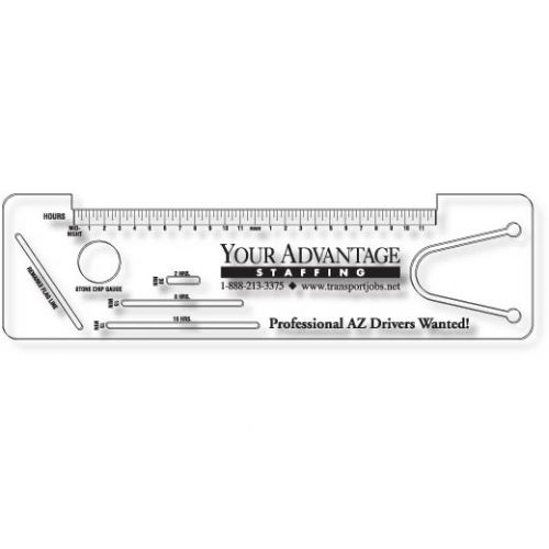 Logbook Ruler .020 Clear Co-Polyester Plastic, (2.44" x 8.81"), Screen-printed