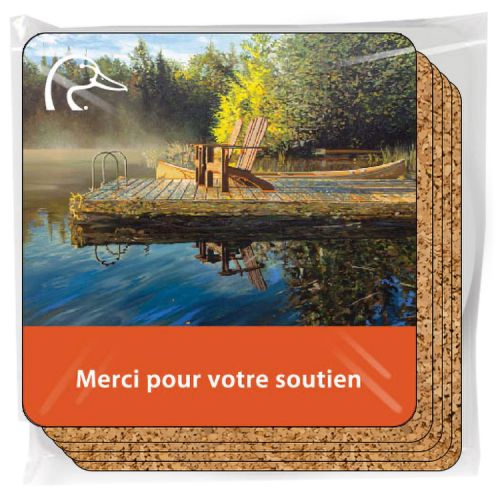 Premium Coaster Sets 4 per BAG. Inkjet printed sub surface in high resolution full colour on the .060 clear gloss Copolyester with 1/16" cork base. Square with round corners (3.5" x 3.5")