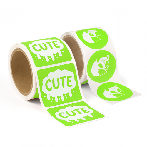 Stock Shape Fluorescent Green Roll Labels