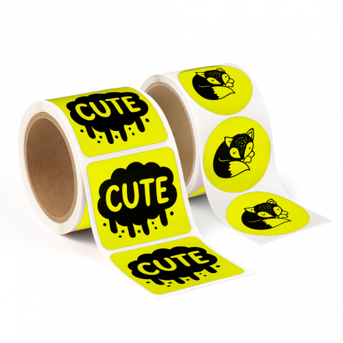 Stock Shape Fluorescent Chartreuse Roll Labels