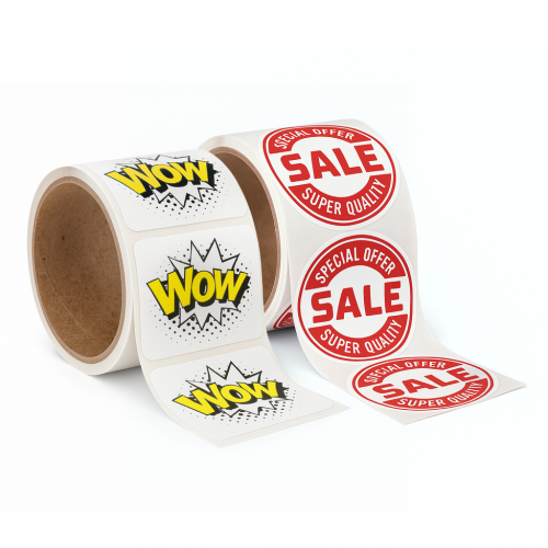 Stock Shape White Gloss Roll Labels