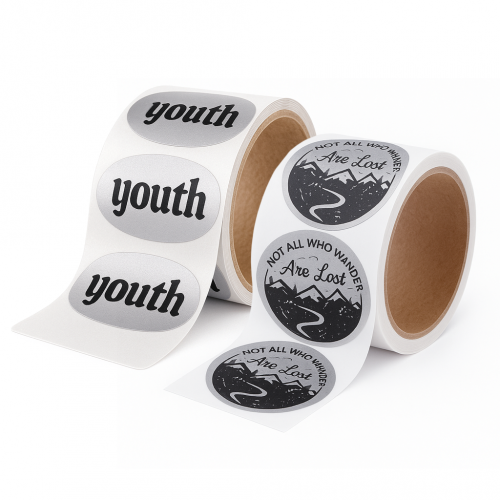 Stock Shape Dull Silver Foil Paper Roll Labels