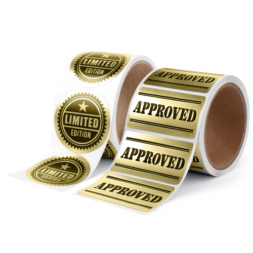Stock Shape Brite Gold Foil Paper Roll Labels