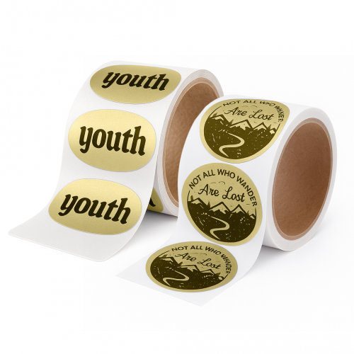Stock Shape Dull Gold Foil Paper Roll Labels