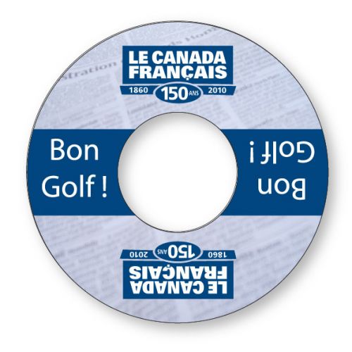 Golf Cup Advertising Ring - .024 white PVC plastic, Digital 4CP & varnish