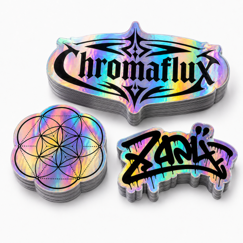 Custom Shape Decals Screen-printed - .006 Holographic Rainbow / std adhesive
