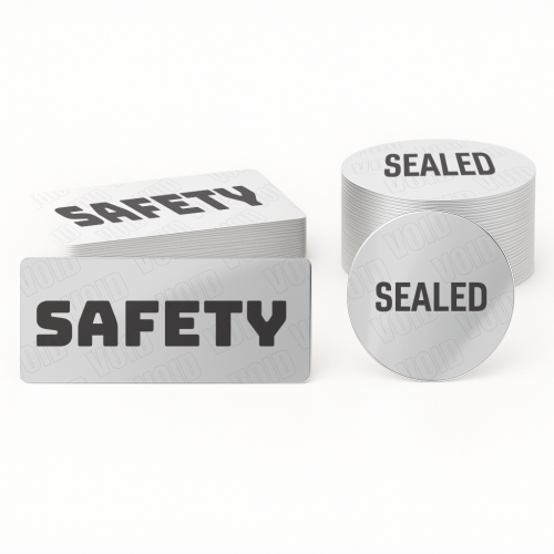 Décalques Formes Spéciales Sérigraphiés - .0015 Polyester Argent Brillant / "Void" imprimé