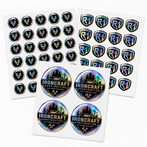 Holographic Rainbow Domed Decals - Screen-printed