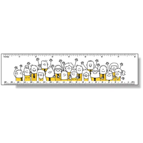 White Gloss Vinyl Plastic Ruler / square corners (1.875" x 8.25") 4CP